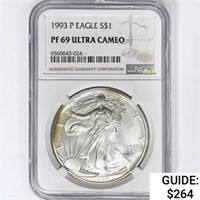 1993-P American Silver Eagle NGC PF69 UC