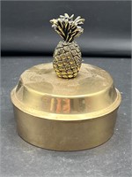 Vintage Brass Round Container Pineapple lid