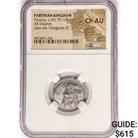 78-120 c.AD AR Drachm NGC Ch AU Parthian Kingdom