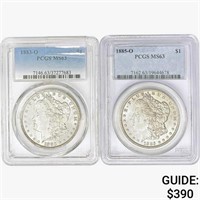 [2] Morgan Silver Dollars NGC/PCGS MS63 [1883-O,