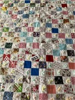Quilt 1x1 patch w/yarn top & floral backing,