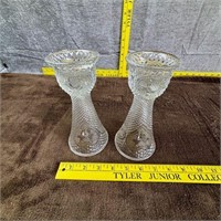 Vintage Pair Avon Clear Glass Candle Holders