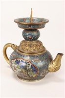 Fine Chinese Cloisonne Candle Stand and Teapot,