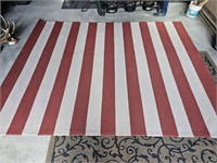 8' Red and White Striped Rug
