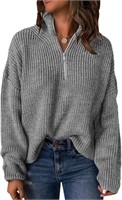 Women's Oversized Sweater Half Zip Pullover, M