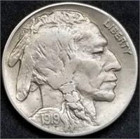 1919-D Buffalo Nickel, Rare in High Grade, Nice!