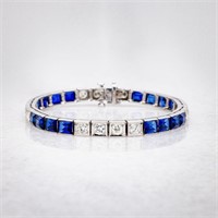 14kt WG Diamond Blue Sapphire 5mm Tennis Bracelet