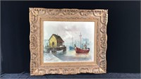 A. Simpson, Listed Artist, Painting of Dock Scene