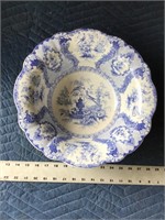 Antique Blue & White Center Piece Bowl Stoneware