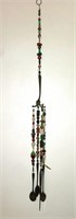 Wind chime made of flatware & art glass beads