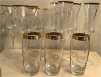 F - MIXED LOT GOLD RIMMED GLASSSWARE (B16)