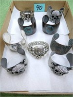 Bikers Style Cuff Bracelets with Skulls and