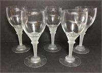 Crystal Wine Glasses with Frosted Stems