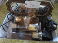 mirror, assorted glas candle holders, etc