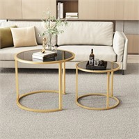 $124  Gold Nesting Coffee Table Set of 2  Modern T