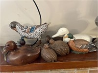 Wood and Ceramic Ducks and Birds 8” and Smaller