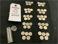 Roll of 50 Silver Dimes Assorted Years 1946 - 1964