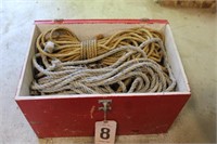 WOODEN BOX FILLED WITH ROPES
