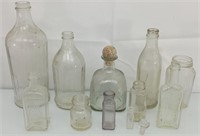 11 Vintage glass bottles