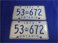 1972 Ontario License Plates