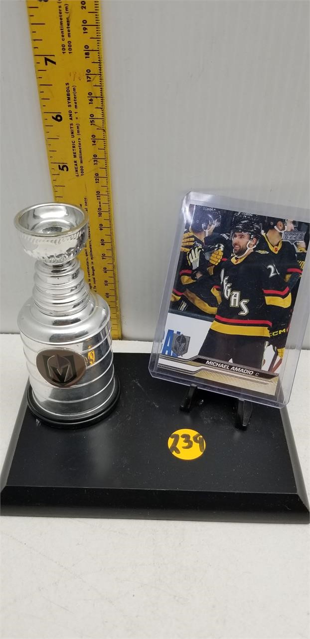 VEGAS GOLDEN KNIGHTS MICHAEL AMADIO CARD ON STAND