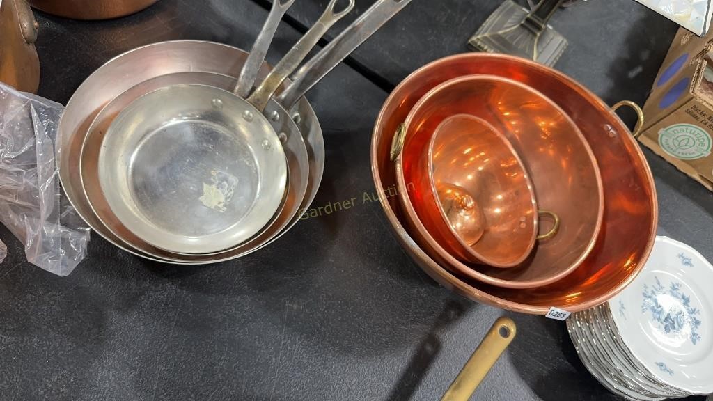 COPPER MIXING BOWLS AND SAUTE PANS