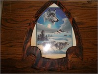 Arrowhead w/Wolf Pic Wall Hanger - 10.5"x13" Tall