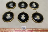 GREAT LOT OF BRASS FRAMED CAMEOS WALL HANGINGS