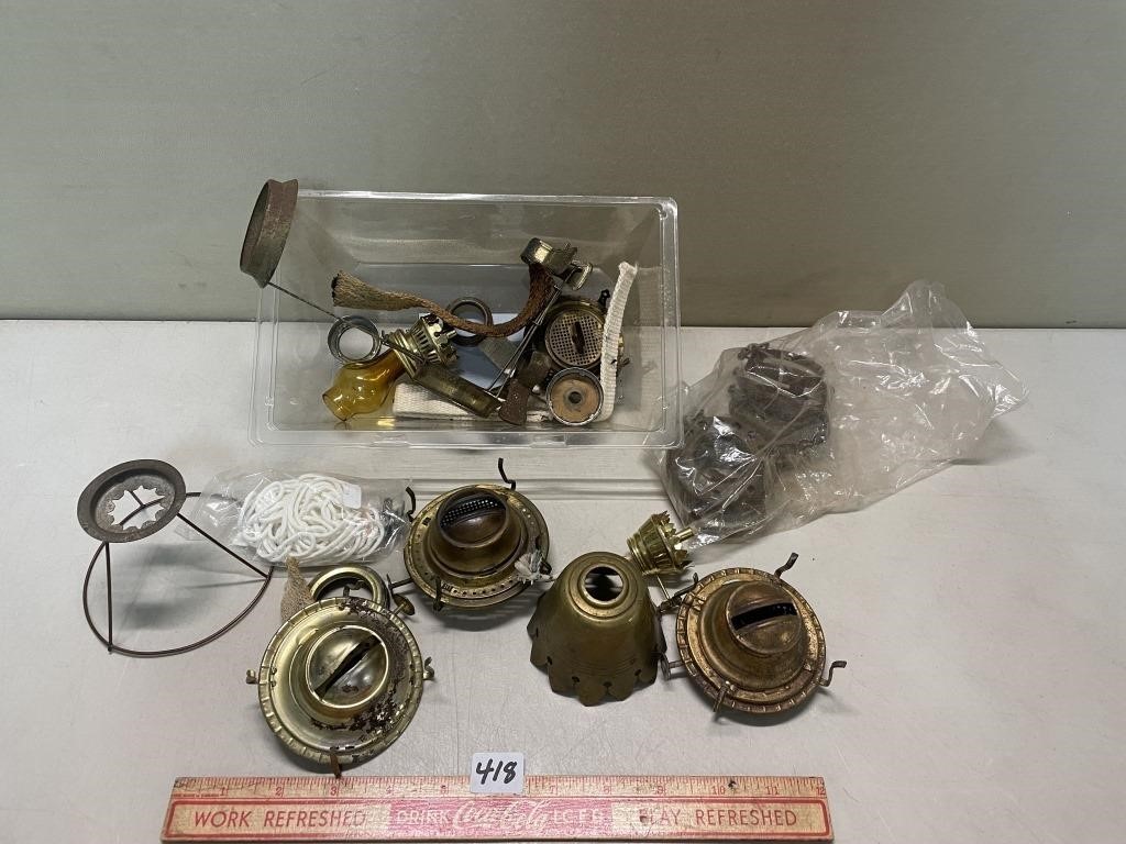 HANDY LOT OF OIL LAMP PARTS