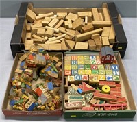 Wood Building & Blocks Toys Lot