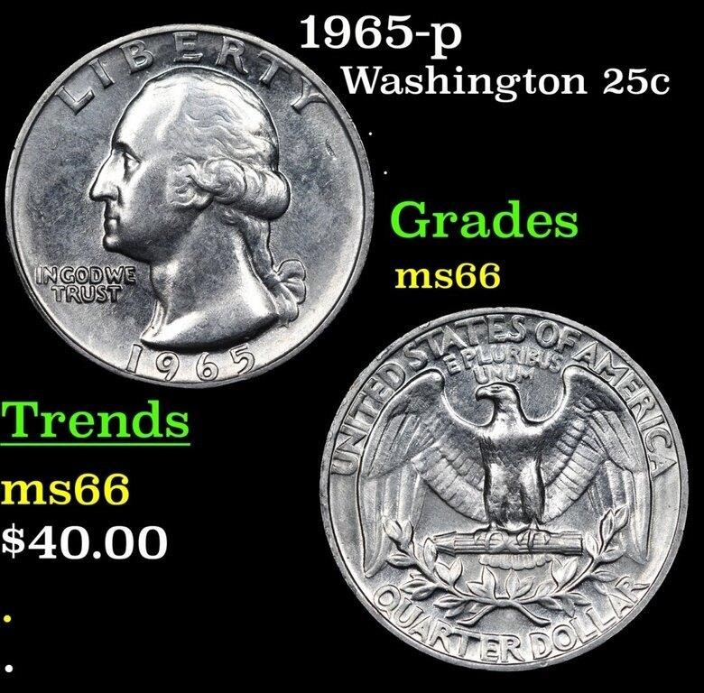 1965-p Washington Quarter 25c Grades GEM+ Unc