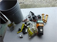 Bucket of electric fence supplies