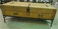 Wooden coffee table storage chest