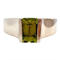 1.25 Carat Peridot Channel Set Solitaire Ring 14k