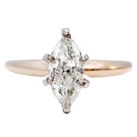 1/2 Carat Marquise Diamond Solitaire Ring 14k Gold