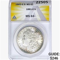 1881-O Morgan Silver Dollar ANACS MS63