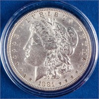 Coin 1881-P   Morgan Silver Dollar AU