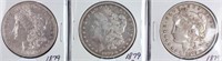 Coin 3 Morgan Silver Dollars 1879, 1879-O, 1879-S