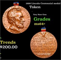 1909 Lincoln Centennial medal Grades Choice+ Unc