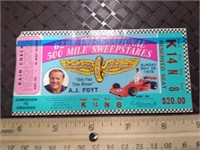 Indy 500 Ticket 62nd Race 1978