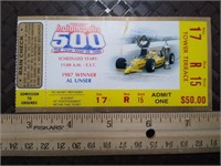 Indy 500 Ticket 72nd Race 1988