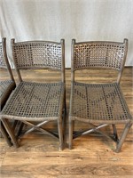 4pc LaCor Kevin Rattan & Leather Side Chairs