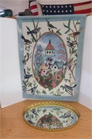 14x22" Mirrored Tray & Birdhouse Tapestry