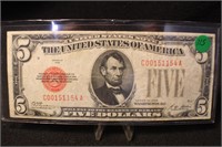 1928 $5 Red Seal Bank Note