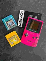 Pink Gameboy Color w/ Pokémon Yellow & Crystal