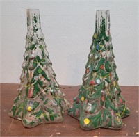 2 Christmas tree bottles - paint is flaking