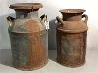 Cream Can w/lid, 21' h & Cream Can, side rusted