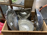 BOX OF MISC SILVER PLATED ITEMS