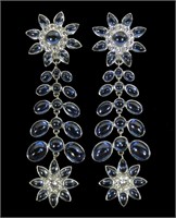 Sterling silver cabochon blue fashion earrings,