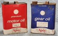 (2) "Agway" 2GAL Motor Oil Cans